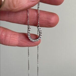 Sterling Silver Diamond Horseshoe Pendant Necklace